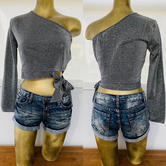 NWT Silver Shimmer UNI SLEEVE With TIES at SIDE Medium - Picture 11 of 12